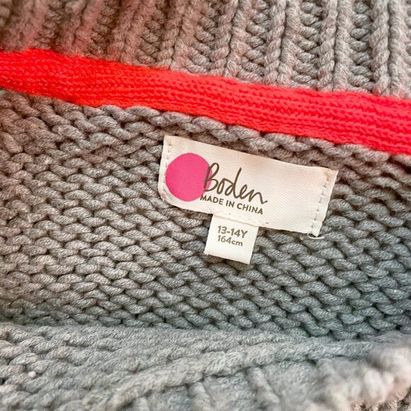 Mini Boden Grey Pom Pom Sweater, Size 13/14 - Picture 4 of 5